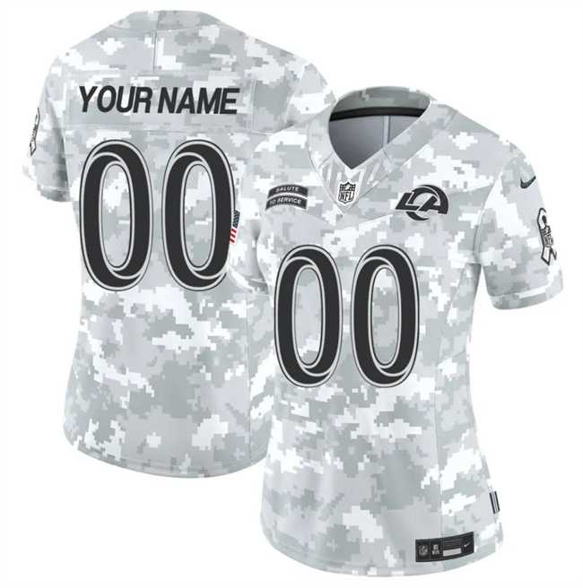 Women%27s Los Angeles Rams Active Player Custom 2024 F.U.S.E Arctic Camo Salute To Service Limited Stitched Football Jersey(Run Small)